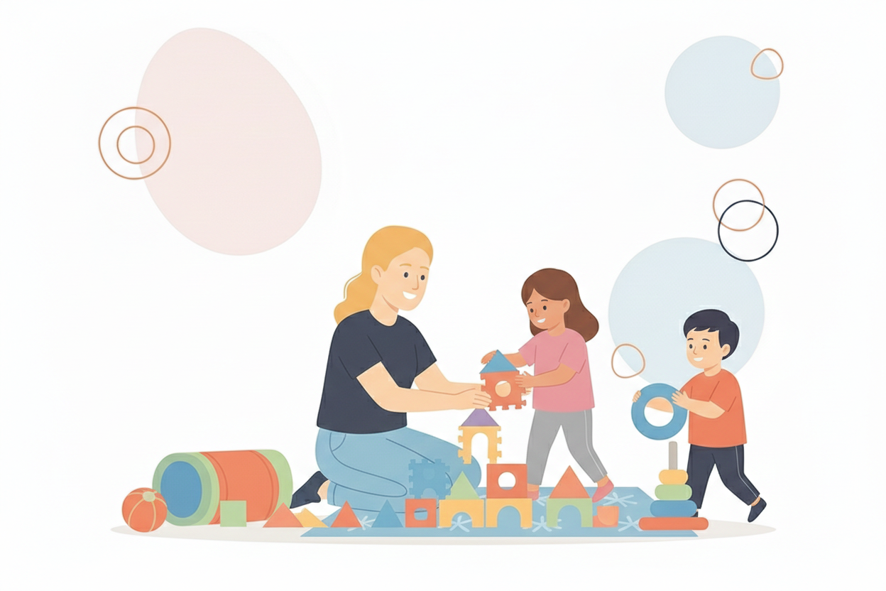 Jeux avec des enfants, représentant l'accompagnement ludique en psychomotricité